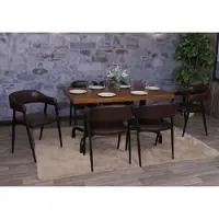 Mendler 6er-Set Esszimmerstuhl HWC-P29, Küchenstuhl Lehnstuhl Polsterstuhl, Industrial Retro Vintage Kunstleder dunkelbraun