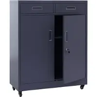 Mendler Aktenschrank HWC-O89, Stahlschrank Büroschrank, Rollen Türen Schubladen abschließbar Metall 116x90x4