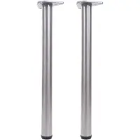 Mendler 2er-Set Tischbein HWC-H36, für Schreibtisch Esstischfuß Tischgestell, 73cm Edelstahl-Optik