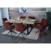 Mendler 6er-Set Esszimmerstuhl HWC-O78, Küchenstuhl, drehbar Auto-Return, Stoff/Textil Chenille (310g/m²) rotbraun