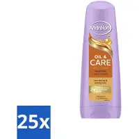 Unilever 25 x Andrélon Oil & Care Conditioner für trockenes und krauses Haar 200 ml - Vorteilspackung - 25 Stücke