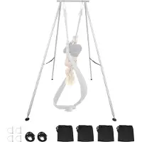 Vevor Yoga-Ständerrahmen Schaukelständer (291 cm hohe) mit max. 250 kg Tragkraft & dreieckiger Struktur & Luftseil-Rig & rutschfester Basis, multifunktionales Hängemattengestell (nur Rahmen)