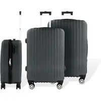 Hoffmans 3-tlg "Travel" ABS Hartschalenkofferset Trolley Zahlenschloss Koffer 360 Grad Rollensystem mit 4 Doppelräder Schwarz