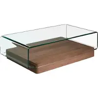 Angel Cerdá Rechteckiger Couchtisch aus gehärtetem Glas und Nussbaumholz 2004