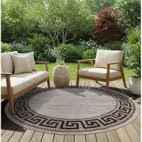 Tapiso Teppich Rund MELISSA Natur-Optik Outdoorteppich Indoor Outdoor 100 x 100 cm