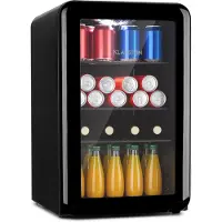 Klarstein PopLife Getränkekühler - Mini-Bar, Retrokühlschrank, 0-10°C, nur 39 dB, 70 L, umweltfreundlich, doppelt verglaste Tür, Retro-Design, schwarz
