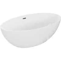 Mexen Nike freistehende Badewanne 175 x 100 cm, weiß, Überlauf Gun Metal - 54071751000-95