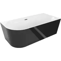 Mexen Mia freistehende Eckbadewanne rechts 170 x 80 cm, weiß/schwarz, Ablauf gun metal - 52691708075P-95