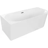 Mexen Mia freistehende linke Eckbadewanne 150 x 75 cm, weiß, Überlauf in Gun Metal - 52691507500L-95