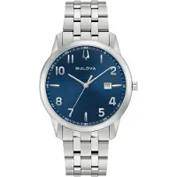 Bulova Quarzuhr "Sutton", silberfarben, blau, blau, Armbanduhren, Herren, silberfarben, Quarzuhr, Armbanduhr, Damenuhr, Herrenuhr, Edelstahlarmband, analog, Datum