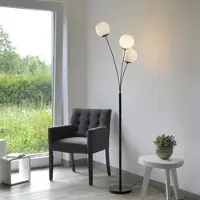 Otto Home Stehlampe "Nellin", schwarz (schwarz, glas opal matt weiß), 3, Ø 16cm H: 185cm, Leuchten, Stehleuchte mit großen Glaskugeln amberfarben oder opal matt weiß, Stehlampe, Topseller