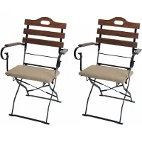 Mendler 2er-Set Biergartenstuhl HWC-J40, Klappstuhl Gartenstuhl, Gastronomie-Qualität Akazie hellbraun, Polster sandfarben