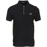 Fred perry für Herren. M2443 Gestreiftes Poloshirt schwarz (L), Lässig, Baumwolle, Kurzarm