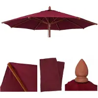 Mendler Ersatz-Bezug für Gastronomie Holz-Sonnenschirm HWC-C57b, Sonnenschirmbezug, rund Ø3m Polyester bordeaux