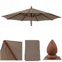 Mendler Ersatz-Bezug für Gastronomie Holz-Sonnenschirm HWC-C57b, Sonnenschirmbezug, rund Ø3m Polyester taupe