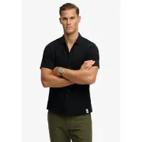 Superdry für Herren. M4011123A Merchant Textured Shirt schwarz (M), Lässig, Baumwolle, Kurzarm