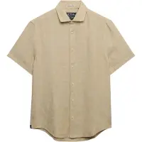Superdry für Herren. M4011104A Hemd Riviera beige (L), Lässig, Leinen, Kurzarm