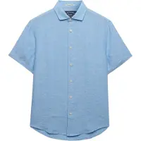 Superdry für Herren. M4011104A Hemd Riviera hellblau (XL), Lässig, Leinen, Kurzarm