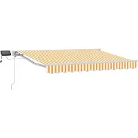 vidaXL Manueller Markisenrahmen mit LEDs Gelb und Weiß 3,5 x 2,5 m