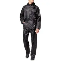 Result Herren Regenanzug bestehend aus Regenjacke und Regenhose, wasserdicht LT168 (M) (Schwarz)