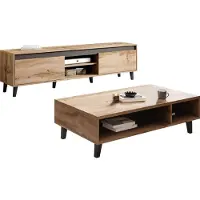 Mirjan 24 Wohnzimmer-Set Nord II, Wohnzimmer-Set (Farbe: Wotan Eiche / Wotan Eiche + Anthrazit)