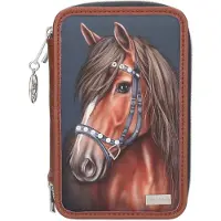 OEM 3-Fach-Etui mit Pferdemotiv, gefüllt, 20x13x7,5 cm