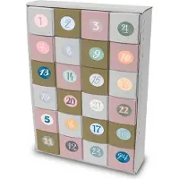 Itenga SET Adventskalender zum Füllen Würfel 6,5cm + Sticker Z53 + Würfel (gold, weiß, rosa)