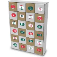 Itenga SET Adventskalender zum Füllen Würfel 6,5cm + Sticker Z54 + Würfel (weiß, braun)