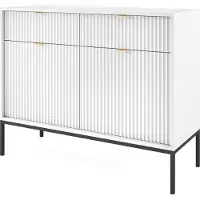 Furniture24 Nova KSZ104 Schrank Wohnzimmerschrank mit 2 Türen Schubladen Weiß 104x83x39