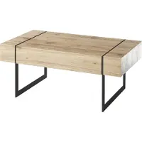 Freiraum Couchtisch >PAPHOS< Schublade, Asteiche furniert / schwarz - 110x45x60cm (BxHxT)