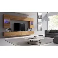 FURMEB Patryk Hojka Furmeb24 - CALABRINI 1 -Wohnwand , Schrankwand LED GRATIS (Eiche Gold)