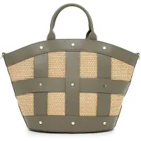 Tamaris Shopper "Shopper TAS Kirsti", Damen, Gr. B/H/T: 47cm x 29cm x 14,5cm 0, grün (khaki 910), Polyester, Taschen Shopper