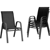 StarTech.com Gartenstühle 4er Set - Stapelbare Metall Gartenstühle - Textilene Bespannung - Wetterfest - Rostbeständig - Für Terrasse und Balkon - Schwarz