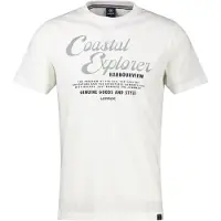 Lerros T-Shirt "T-Shirt aus 100 % Baumwolle mit Brustprint", Herren, Gr. XL, weiß (broken weiß), 100% Baumwolle, Rundhals, Shirts T-Shirt