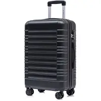 YONSLY Koffer Trolley Reisekoffer Suitcase, Rollkoffer Handgepäck ,mit 4 Rollen360°, Hartschalenreisekoffer, Zahlenschloss, Weicher Gummigriff (XL,Schwarz)