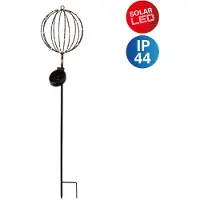 Näve LED Solarleuchte "Königstein", schwarz, H:76cm Ø:15cm, Leuchten, LED Solarleuchte, Dekoerdspieß, kugelförmiger Kopf, schwarz, Schiebeschalter, H: 78cm