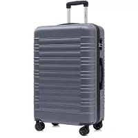 YONSLY Koffer Trolley Reisekoffer Suitcase, Rollkoffer Handgepäck ,mit 4 Rollen360°, Hartschalenreisekoffer, Zahlenschloss, Weicher Gummigriff (XL,Grau)