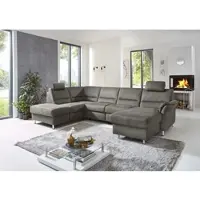 Die Planbar Wohnlandschaft "ZE-EM16033 U-Form, Breite 316 cm", deluxe anthrazit, B:316cm T:203cm, 100% Polyester, Sofas, Wohnlandschaft, wahlweise mit Kopfstützen und echt bezogenem Rücken
