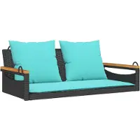 vidaXL Hängebank mit Kissen Schwarz 109x62x40 cm Poly Rattan