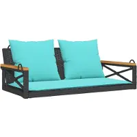 vidaXL Hängebank mit Kissen Schwarz 109x62x40 cm Poly Rattan
