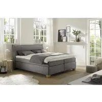 Hapo Boxspringbett "Hana, in verschiedenen Breiten und Härtegraden erhältlich", anthrazit, B:182cm L:220cm, Komplettbetten, Boxspringbett, Bett mit samtartigem Stoff bezogen, inkl. Topper