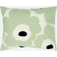Marimekko Kissenbezug "UNIKKO", grün (sanftes weiß, sage, dunkelblau), B:80cm L:80cm, Seersucker, Obermaterial: 100% Baumwolle, Kissenbezüge, Kissenbezug, in 80x80cm, passend zum Bettbezug UNIKKO