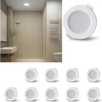 Alpinaluz 10er-Pack LED-Downlights, runde Einbaustrahler, 5 W, IP44 – Wählbare CCT 3000 K/4000 K/6000 K – Ausschnitt Ø 75–80 mm – Weiß