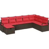Syfax Poly-Rattan Sofa-Set, 5-Sitzer, Braun, Modular, Wetterfest, Stahlrahmen