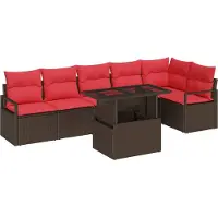 Syfax Gartensofa-set 7 stk. Braun Poly Rattan