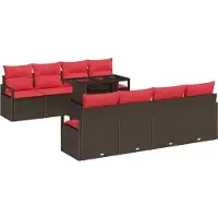 Syfax Gartensofa-set 9 stk. Braun Poly Rattan