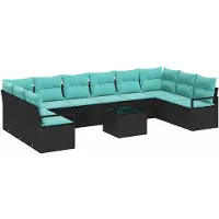 vidaXL Sofa Set 11 stk. Schwarz [Synthetisch]: Poly Rattan