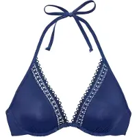 s.Oliver Bügel-Bikini-Top "Aiko", Damen, Gr. 40, Cup B, blau (marine), Microfaser, Microfaser, Polyamid, Basic, Bikini-Oberteile Bügel-Bikini-Top, mit Häkeloptik