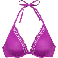 s.Oliver Bügel-Bikini-Top "Aiko", Damen, Gr. 38, Cup C, pink (beere), Microfaser, Microfaser, Polyamid, Basic, Bikini-Oberteile Bügel-Bikini-Top, mit Häkeloptik