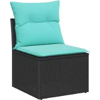 vidaXL Gartensofa-set 7 stk. 6-Sitzanzahl Schwarz und Blau Poly-Rattan